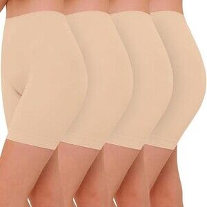 Women's 4 Pack Slip Shorts Under Dresses, Seamless Anti Chafing Cotton Short 3XL
